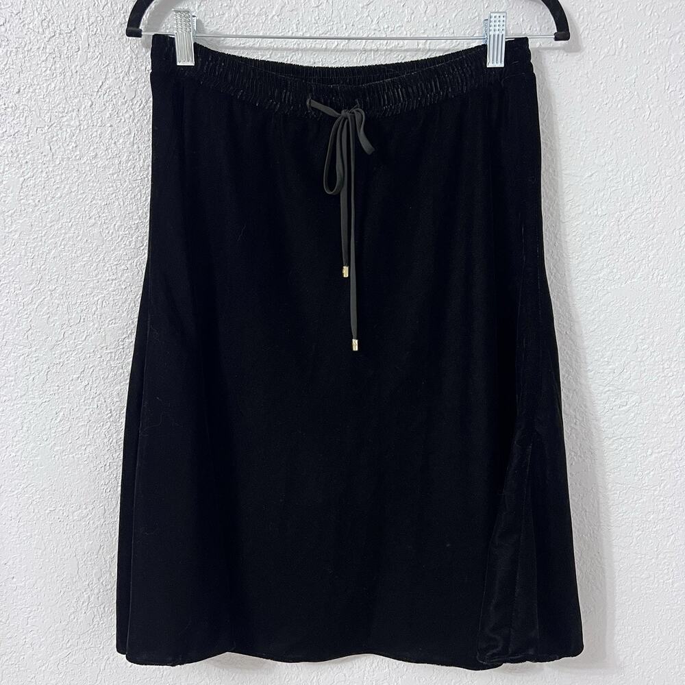 Lauren Ralph Lauren Pull-On Velvet Black Skirt Drawstring Waist Black Small P